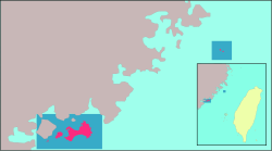 Kinmen'in Tayvan'daki konumu.