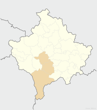 Prizren ili sınırlarının Kosova'daki konumu